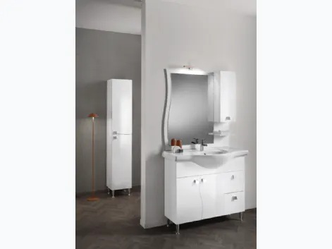 Mobile da Bagno Onda Bianco Lucido in melaminico di Modo Bluelife