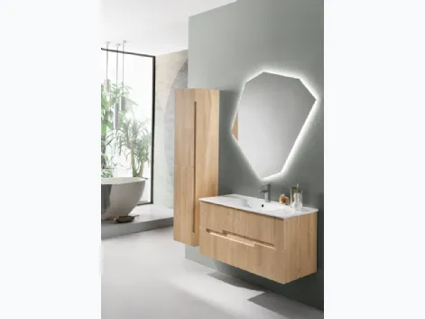 Mobile da Bagno sospeso Righe Rovere Chiaro di Modo Bluelife