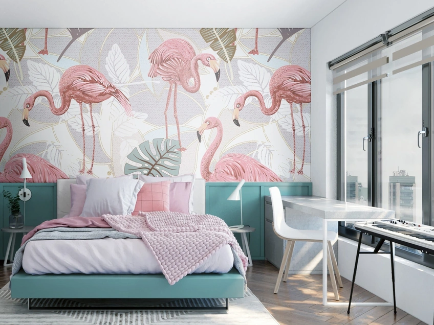 Carta da parati Flamingos di Pintdecor