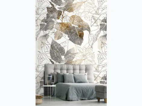 Carta da parati con grandi foglie Cromie Autunnali CP0100 di Pintdecor