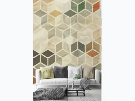 Carta da parati con cubi colorati Geometrie CP0294 di Pintdecor