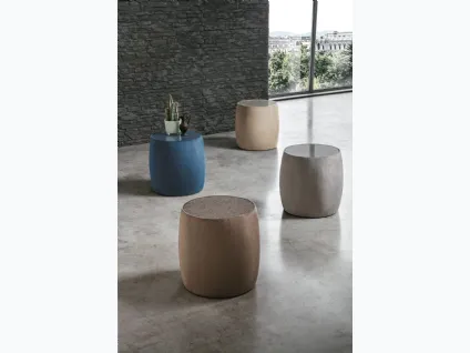 Tavolino Pouf Lepanto con top in vetro o tessuto, rivestito in microfibra effetto velluto di Target Point