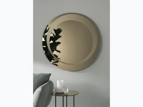 Specchio tondo bronzato Levi con decorazione sabbiata di Capodarte
