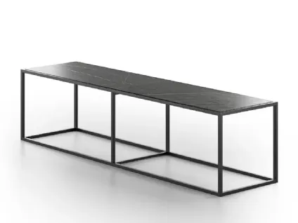 Tavolino Panca in pietra Gray Stone e base in metallo Minimal di Doimo Salotti