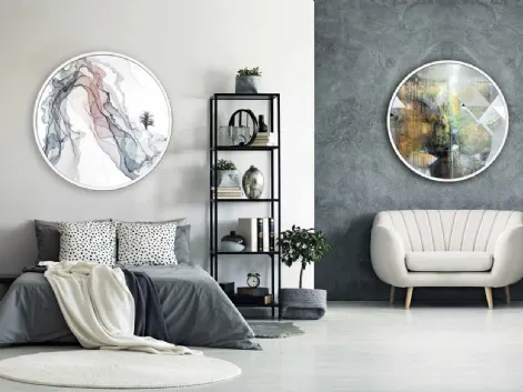 Quadri tondi Astratti con cornice in metallo di Pintdecor