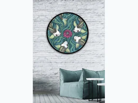 Quadro tondo Carpe con cornice in metallo di Pintdecor