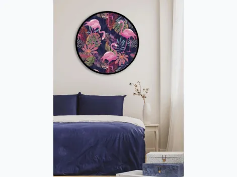 Quadro tondo Fenicotteri Incorniciati con cornice in metallo di Pintdecor