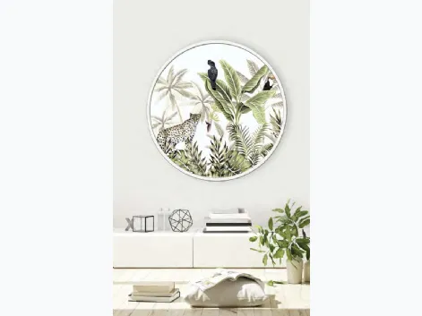 Quadro tondo Giungla Incorniciata con cornice in metallo di Pintdecor