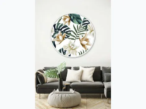 Quadro tondo Orchidee con cornice in metallo di Pintdecor