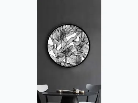Quadro tondo Trasparenza di Petali con cornice in metallo di Pintdecor