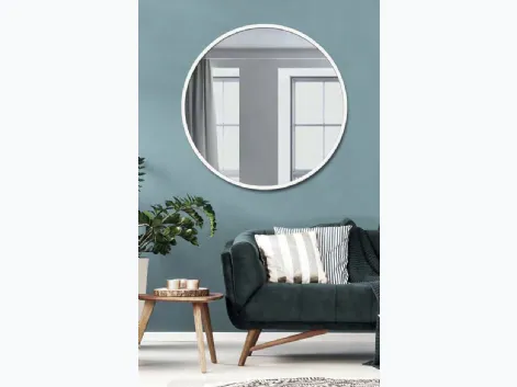 Specchiera tonda con cornice in metallo laccato bianco di Pintdecor