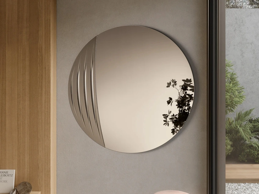 Specchio circolare con inserto retroargentato Spoon di Ikone Casa