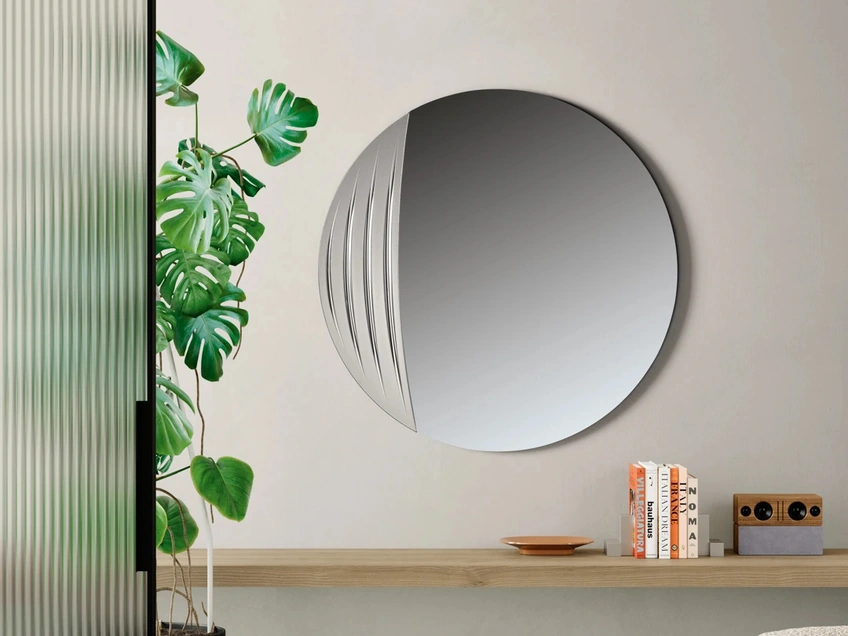 Specchio circolare con inserto retroargentato Spoon di Ikone Casa