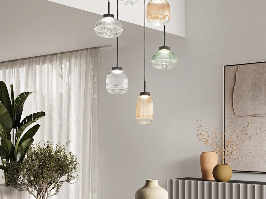 Lampada a sospensione Ekos in vetro di Ondaluce