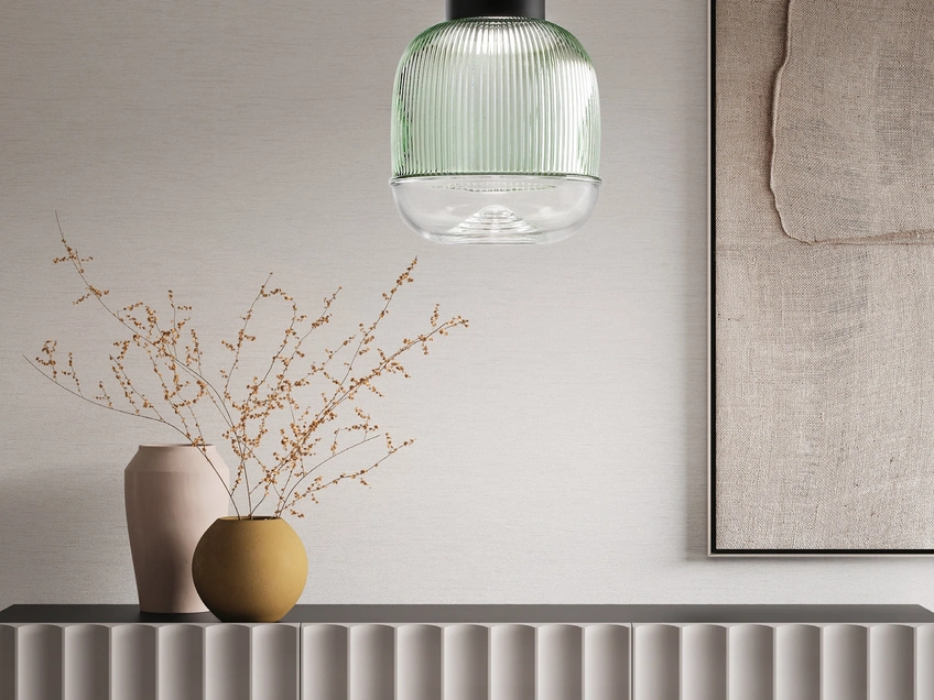 Lampada a sospensione Ekos in vetro di Ondaluce