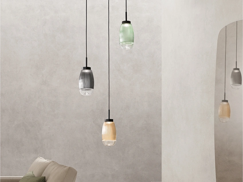 Lampada a sospensione Ekos in vetro di Ondaluce