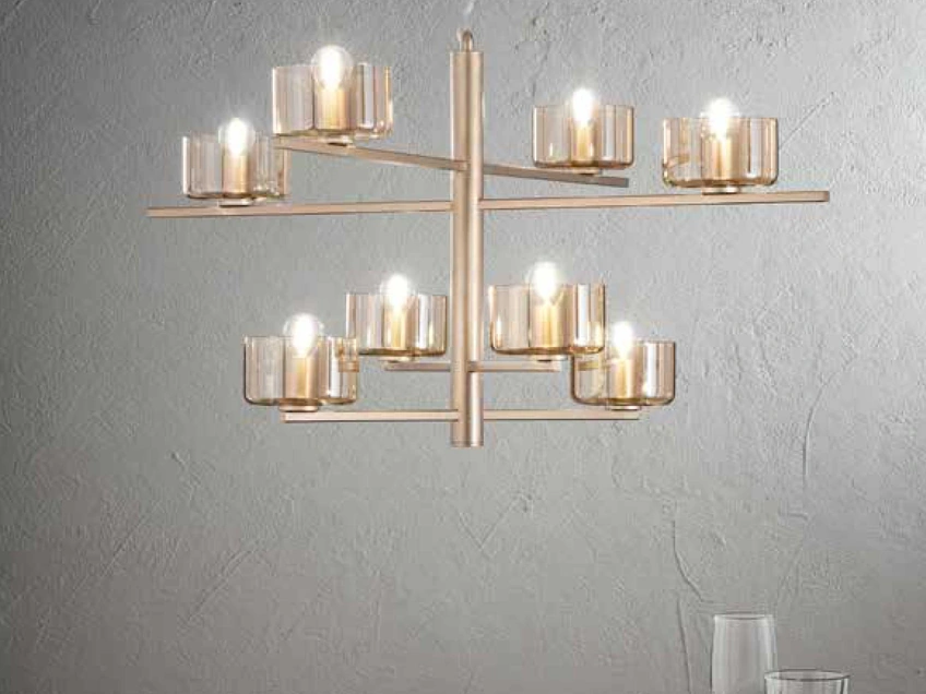 Lampada a sospensione in metallo e vetro Figaro di Ondaluce