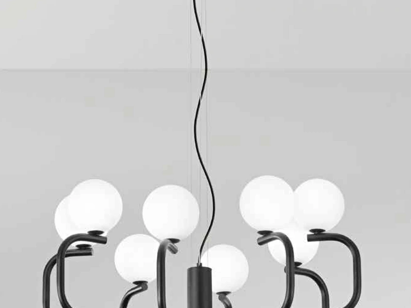 Lampada a sospensione Jeppy in metallo verniciato con sfere in vetro soffiato di Ondaluce