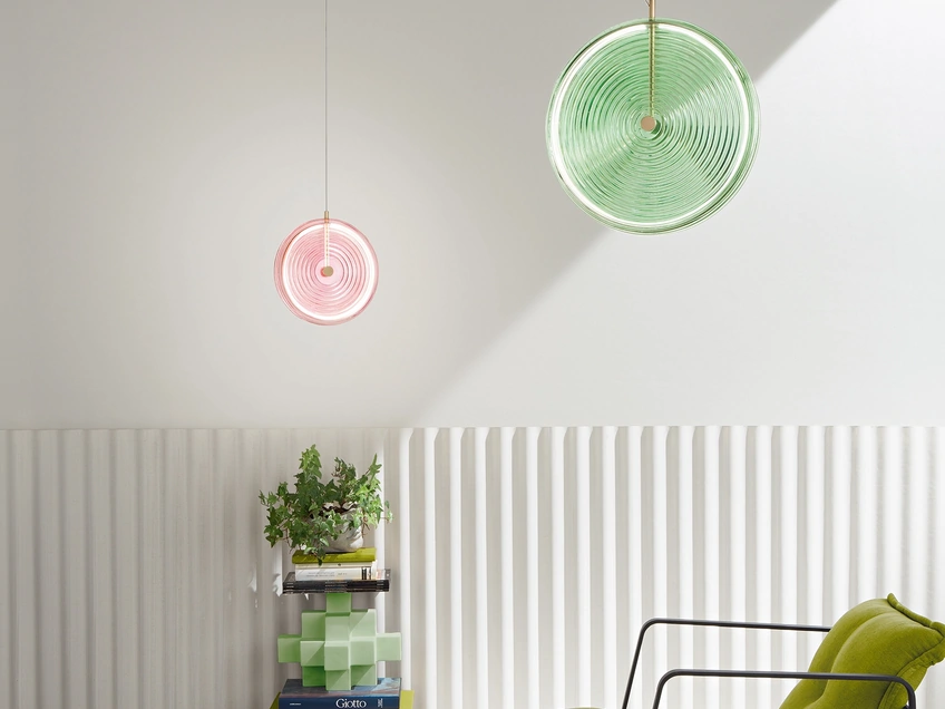 Lampada a sospensione in vetro Jokey di Ondaluce