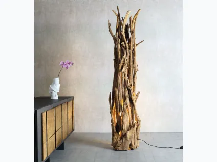 Lampada da terra in legno Lucignolo di Nature Design