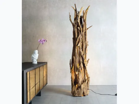 Lampada da terra in legno Lucignolo di Nature Design