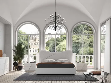 Armadio con ante scorrevoli bianco frassinato con specchio fumè con decorazione floreale Maxi Segmento Flower di Cecchini Italia