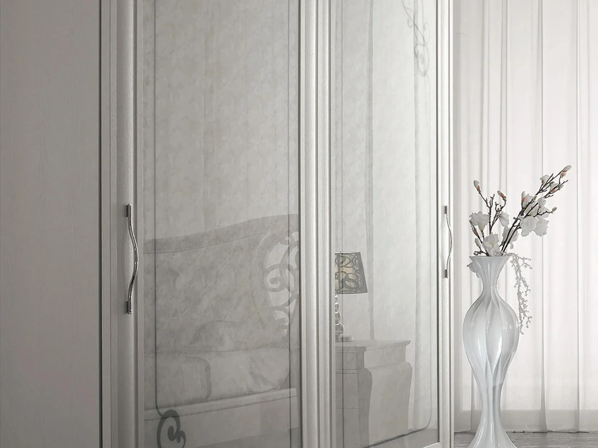 Armadio scorrevole Prestige 01 in legno laccato e vetro di Spar