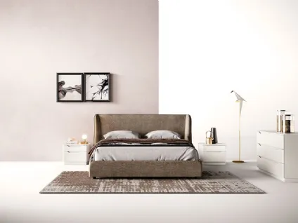 Letto rivestito in velluto con testiera A02 Velvet e Omega di Mercantini