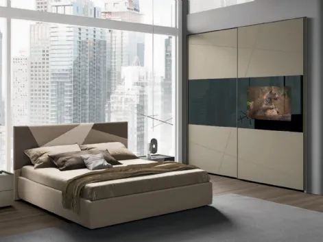 Letto in econabuk con testiera e box contenitore Slim di Artigianmobili