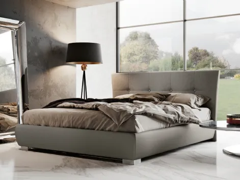 Letto in tessuto imbottito con testiera trapuntata Esedra di Imab
