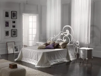 Letto con testiera in ferro battuto laccato Bianco Gigi di Florentiabed