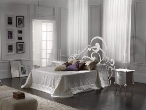 Letto con testiera in ferro battuto laccato Bianco Gigi di Florentiabed