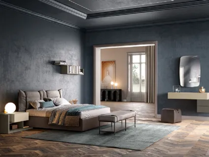 Letto in tessuto con testiera M02 Polis e Omega di Mercantini