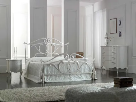 Letto Matilde in ferro battuto laccato Bianco con testiera di Florentiabed