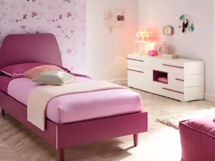 Letto in laccato Lampone con testiera Cake SC116 di Moretti Compact