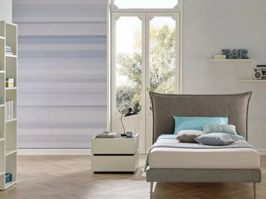 Letto singolo imbottito in tessuto con testiera SC211 di Moretti Compact
