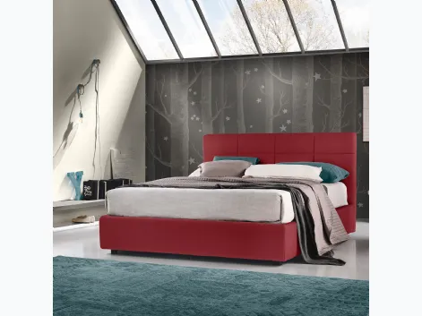 Letto Sole in ecopelle con box contenitore di Susan imbottiti