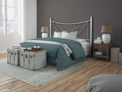 Letto Tulipano con testiera in ferro battuto finitura Bianco di Florentiabed