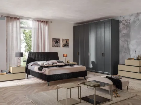 Letto matrimoniale VG501 con testiera in tessuto trapuntato di Moretti Compact