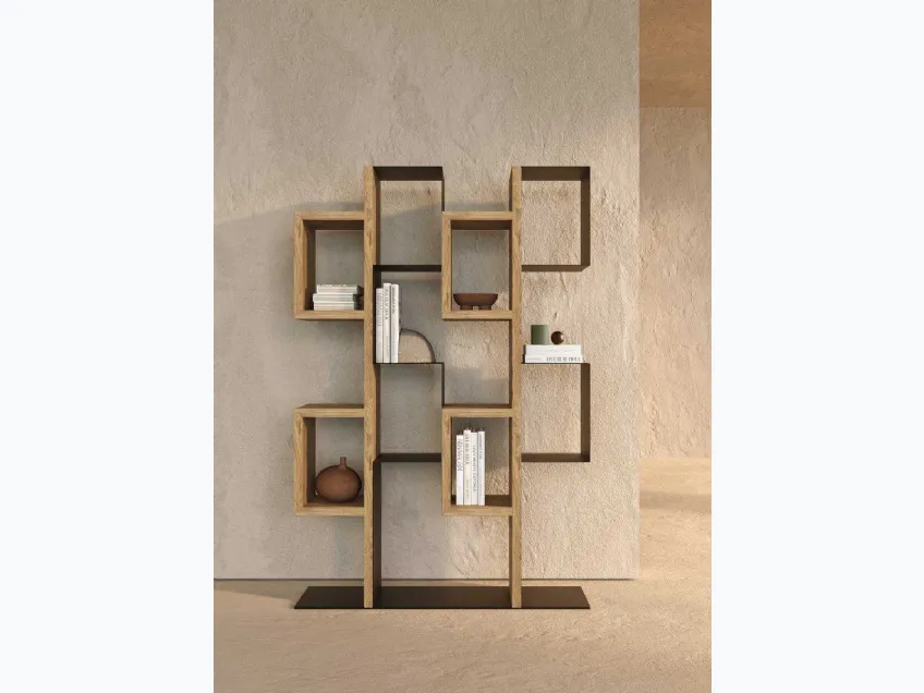 Libreria a muro in legno e metallo Gemini di Nature Design