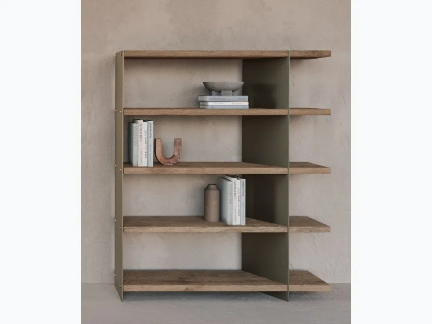 Libreria in legno secolare con struttura in metallo Graft di Nature Design