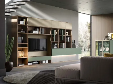 Libreria a muro Kosmos KL205 in laccato opaco di Mercantini