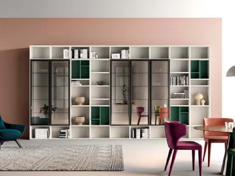Libreria  a muro Kosmos KL208 in laccato opaco di Mercantini