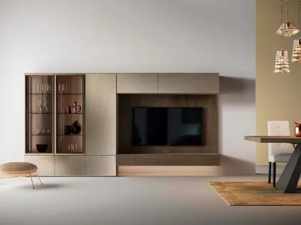 Libreria a muro Kosmos KL212 in legno con ante in vetro di Mercantini
