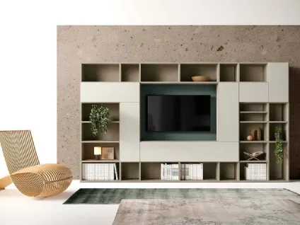 Libreria a muro Kosmos KL214 in laccato opaco di Mercantini