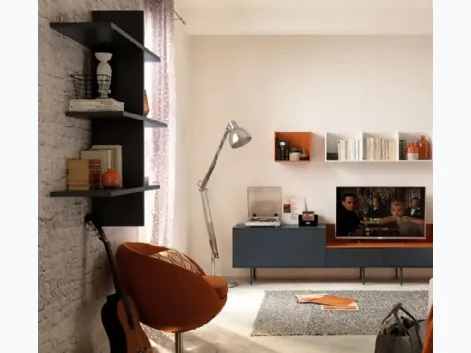 Libreria sospesa laccata Grafite Outline LV103 di Moretti Compact