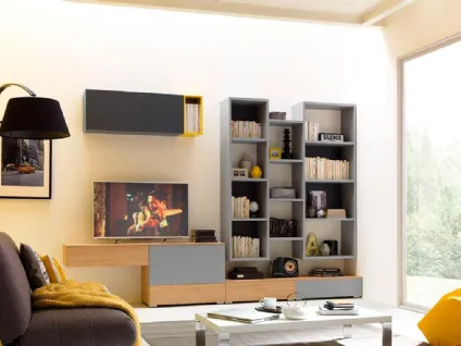 Libreria sospesa in laccato grigio Outline LV105 di Moretti Compact
