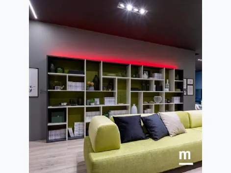 Libreria a muro in laccato opaco e melaminico Flexa LV120 di Moretti Compact