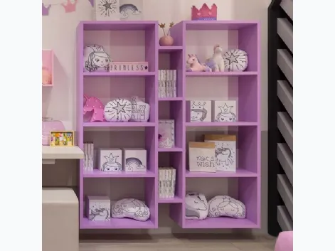 Libreria sospesa in laccato lilla Outline MC034 di Moretti Compact