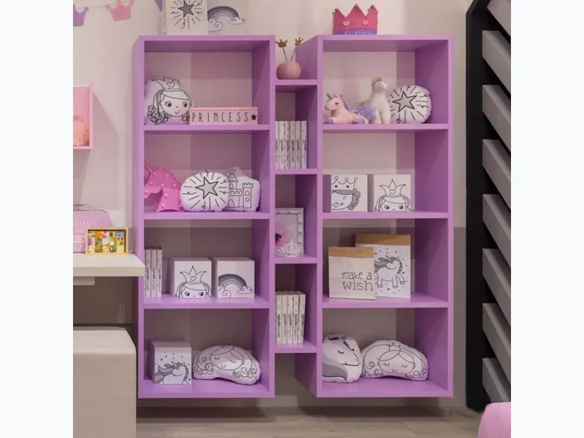 Libreria sospesa in laccato lilla MC034 di Moretti Compact